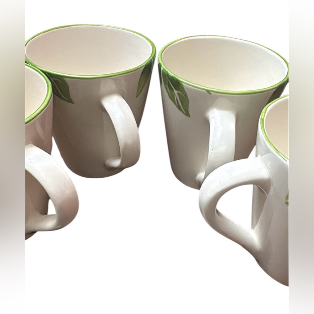 PAPART LEMON BEE DESIGN  WITH GREEN RIM CERAMIC COFFEE TEA CUPS MADE IN TURKEY